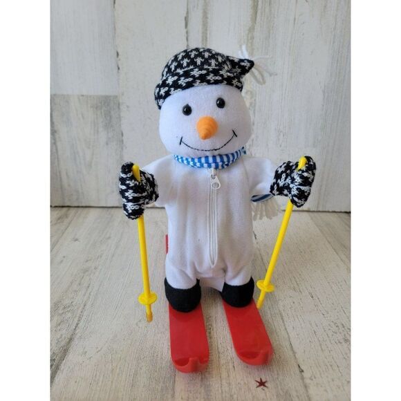 Ski skiing singing snowman AS IS plush Xmas decor - Picture 1 of 9
